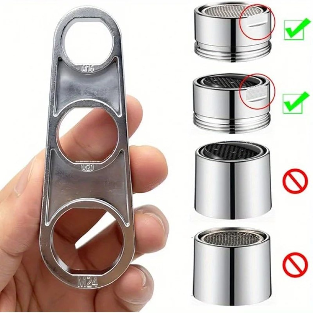2in1 Faucet Aerator Wrench Tool Metal Faucet Bubbler Removal Repair Key 3