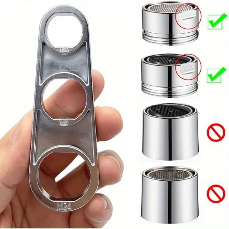 2in1 Faucet Aerator Wrench Tool Metal Faucet Bubbler Removal Repair Key 3
