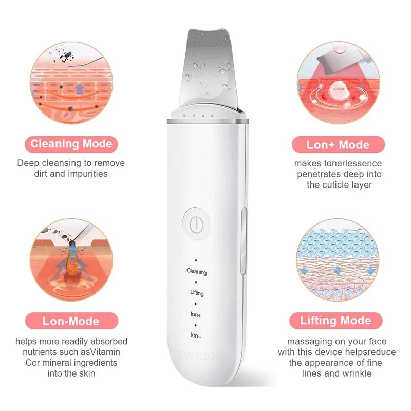 Ultrasonic Skin Scrubber Vibration Face Spatula Blackhead Remover Skin Care Tool 1