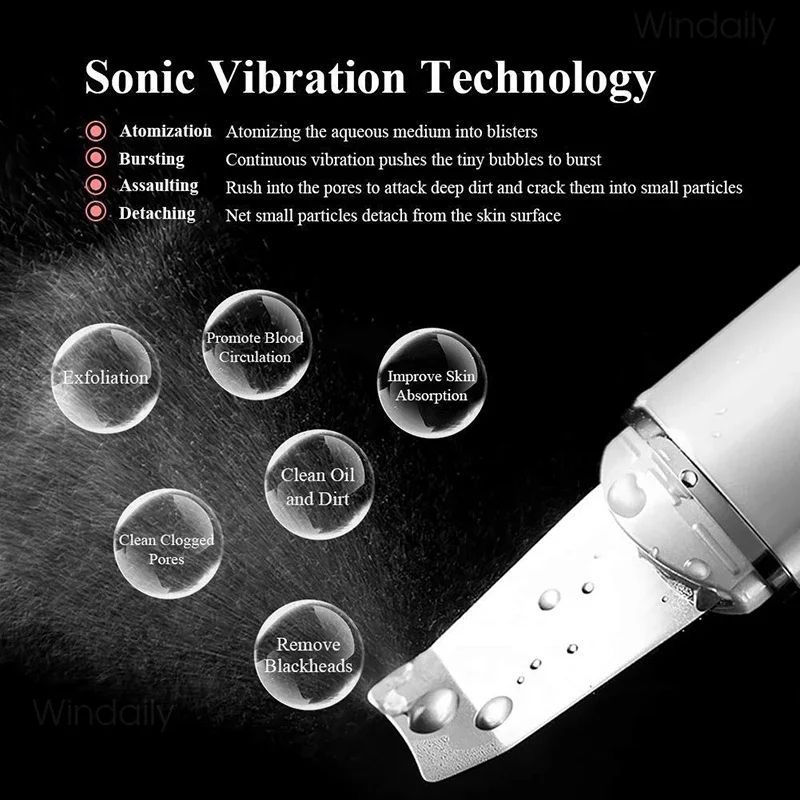 Ultrasonic Skin Scrubber Vibration Face Spatula Blackhead Remover Skin Care Tool 2