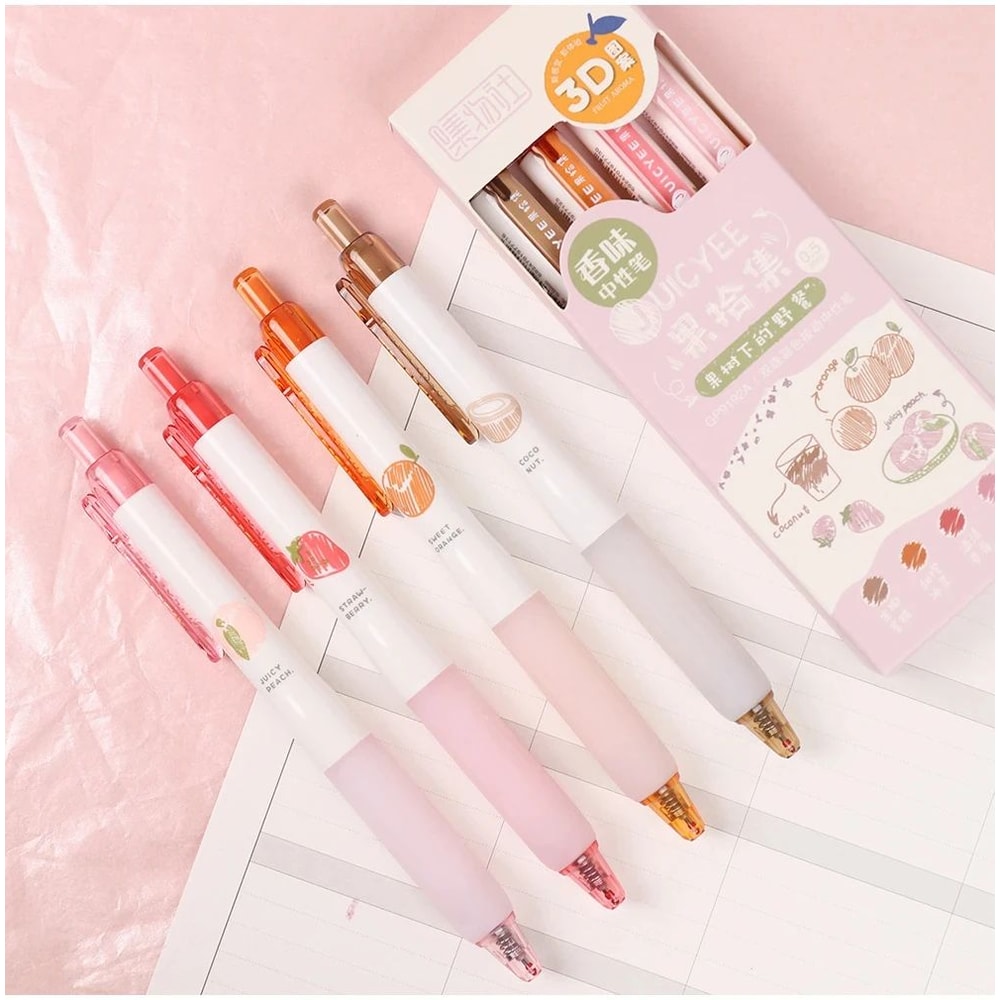 3D Fruit Scent Gel Pens 05mm Smooth Writing Colored Drawing Pens Set 6