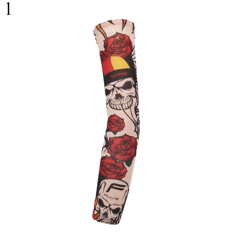 Floral UV Protection Tattoo Arm Sleeves Cooling Seamless Sun Protection Sleeves For Men Women 6