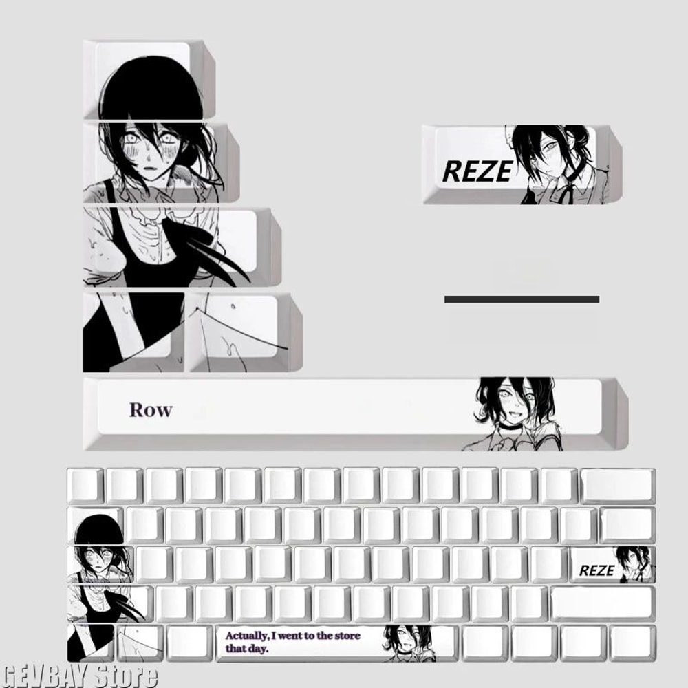 Reze Anime PBT Keycaps Set Chainsaw Theme Cherry Profile Thermal Sublimation Keyboard Keycaps 0