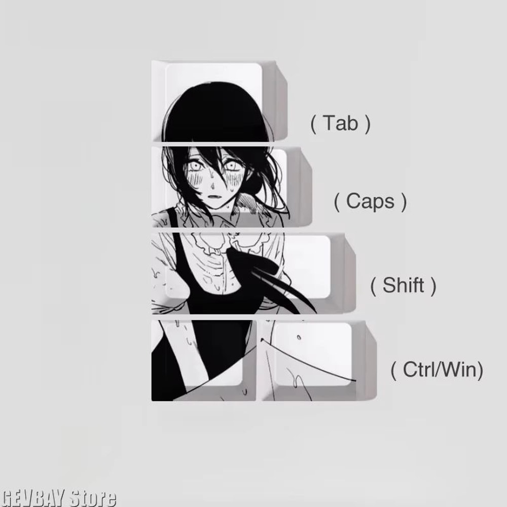 Reze Anime PBT Keycaps Set Chainsaw Theme Cherry Profile Thermal Sublimation Keyboard Keycaps 1