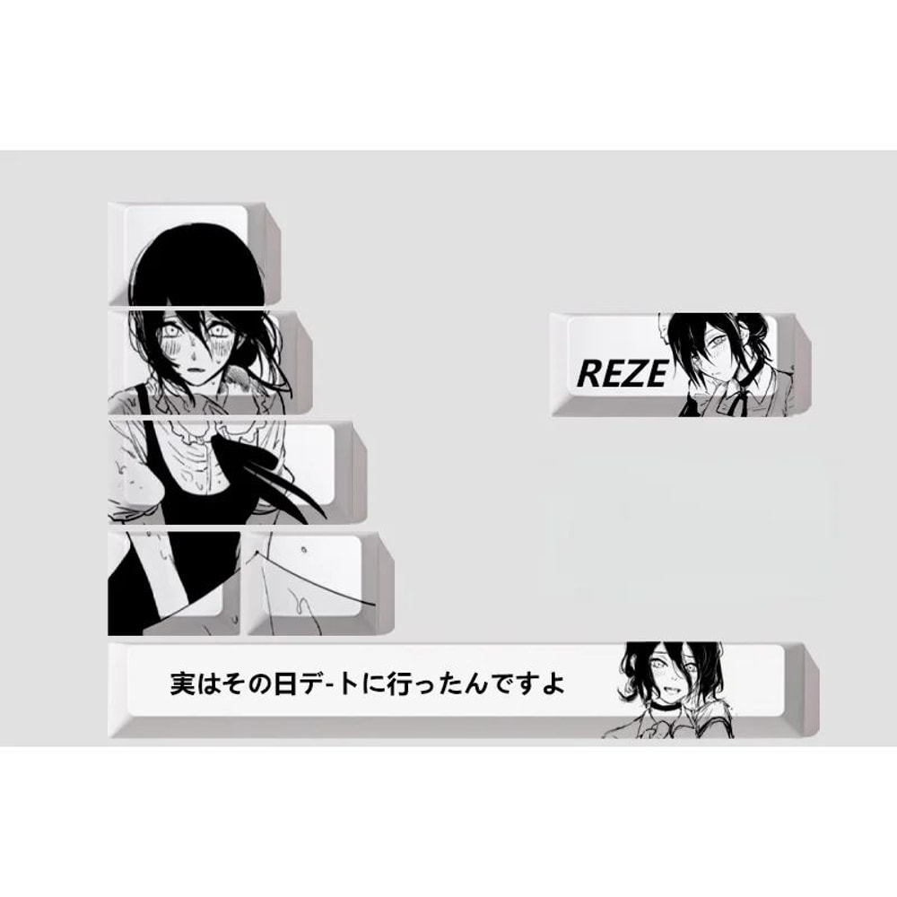 Reze Anime PBT Keycaps Set Chainsaw Theme Cherry Profile Thermal Sublimation Keyboard Keycaps 7