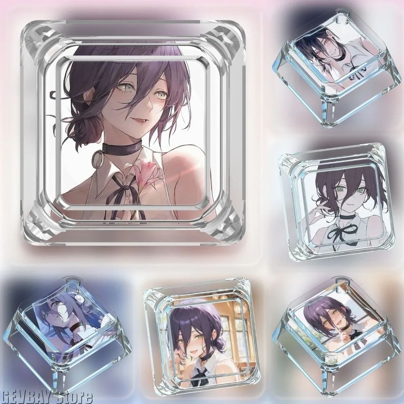 GEVBAY Chainsaw Man Reze Anime Keycap RGB Transparent Cute Chibi Mechanical Keyboard Artisan Keyca 0