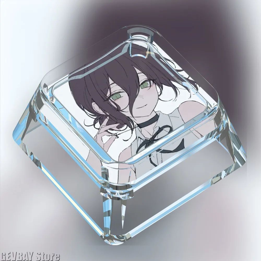 GEVBAY Chainsaw Man Reze Anime Keycap RGB Transparent Cute Chibi Mechanical Keyboard Artisan Keyca 3