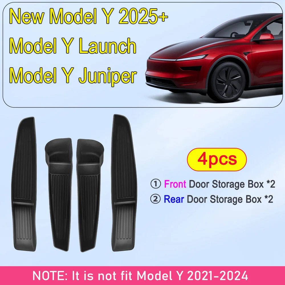 Tesla Model 3 Model Y Door Side Storage Box Organizer Front Rear Armrest Handle Tray Car Accessor 7