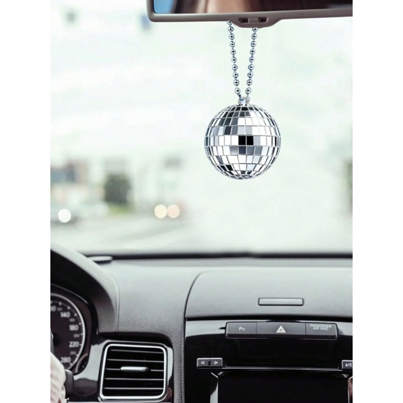 Car Mirror Disco Ball Ornament Sparkling Reflective Hanging Mirror Ball Car Decor 0