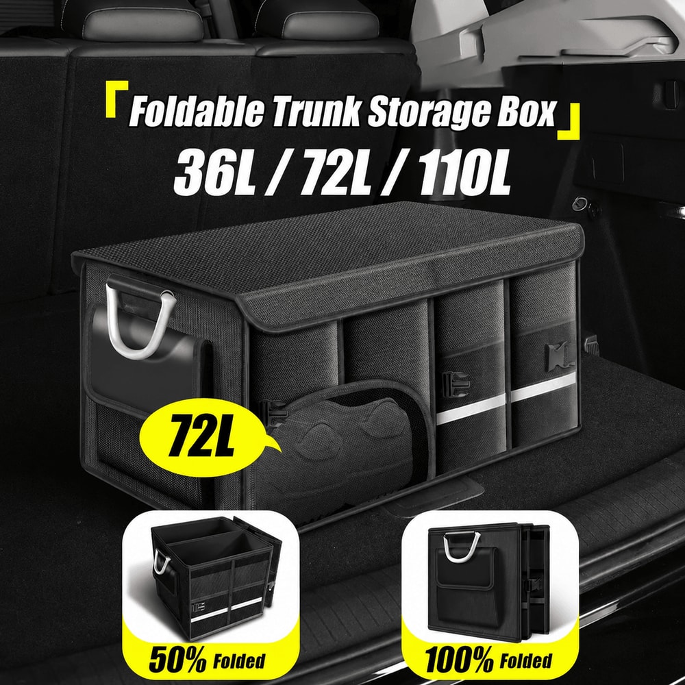 SEAMETAL Foldable Car Trunk Storage Organizer Waterproof Oxford Cloth Cargo Box 110L 0