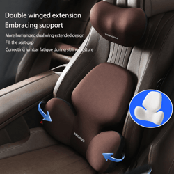 ergodrive universal car lumbar support & neck pillow set – removable washable memory foam backrest cushion