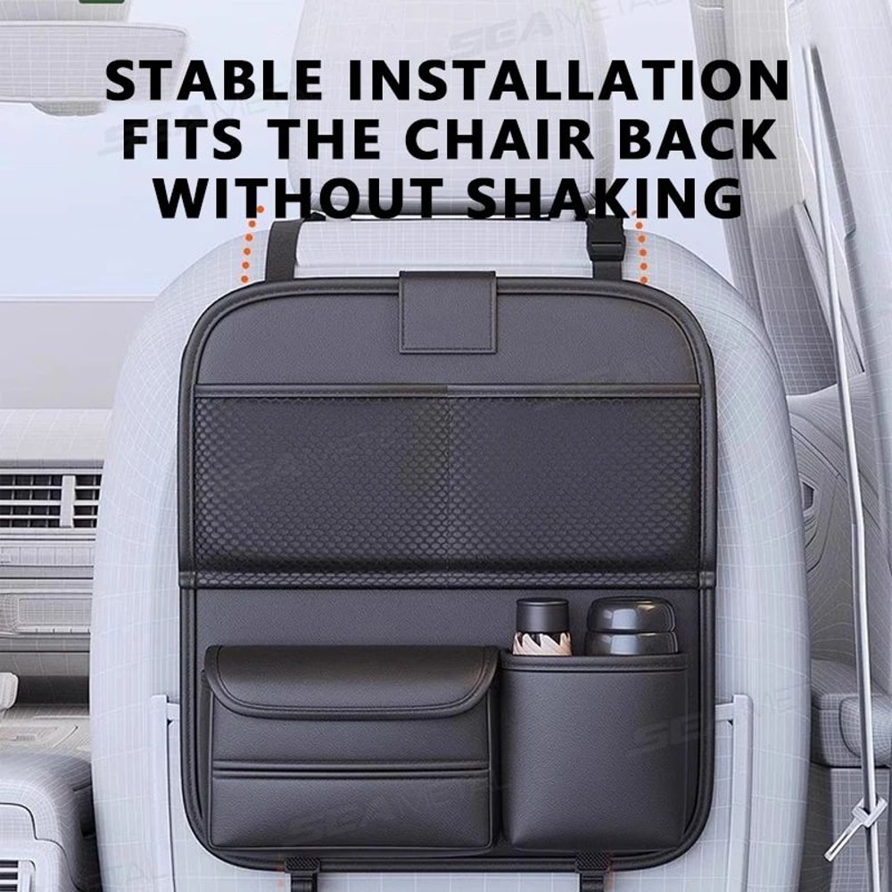 SEAMETAL Waterproof Car Seat Back Organizer With Foldable Tray Table MultiPocket Backseat Storage