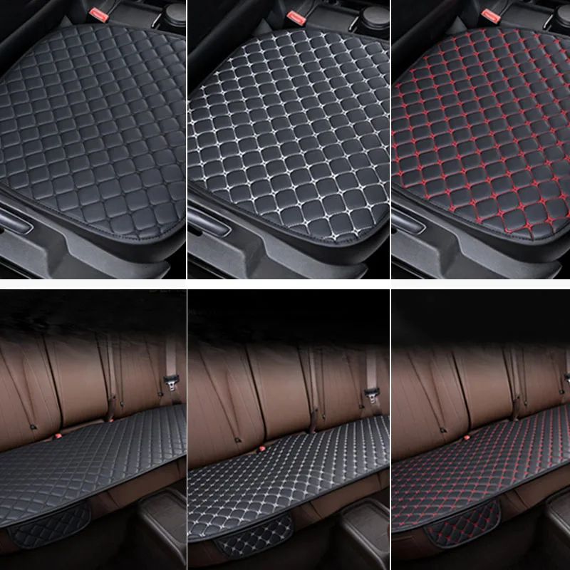 SEAMETAL Universal PU Leather Car Seat Cover Set Breathable AntiSlip Four Seasons Seat Protector 5