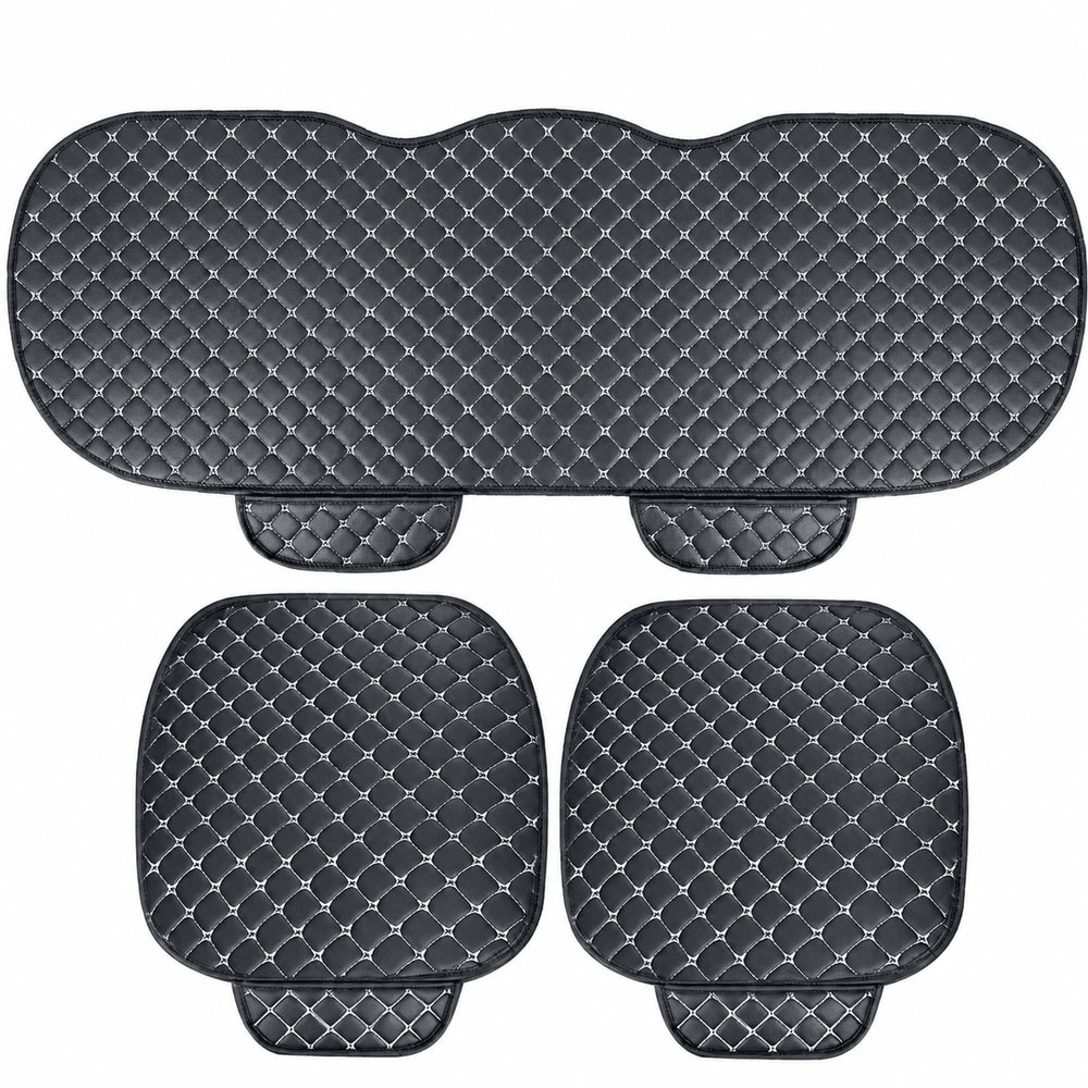 SEAMETAL Universal PU Leather Car Seat Cover Set Breathable AntiSlip Four Seasons Seat Protector 0