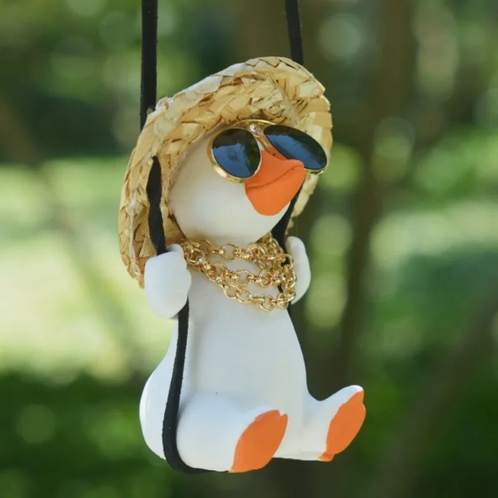 Cute Swing Duck Car Pendant Rearview Mirror Hanging Ornament Car Interior Decor Gift 8