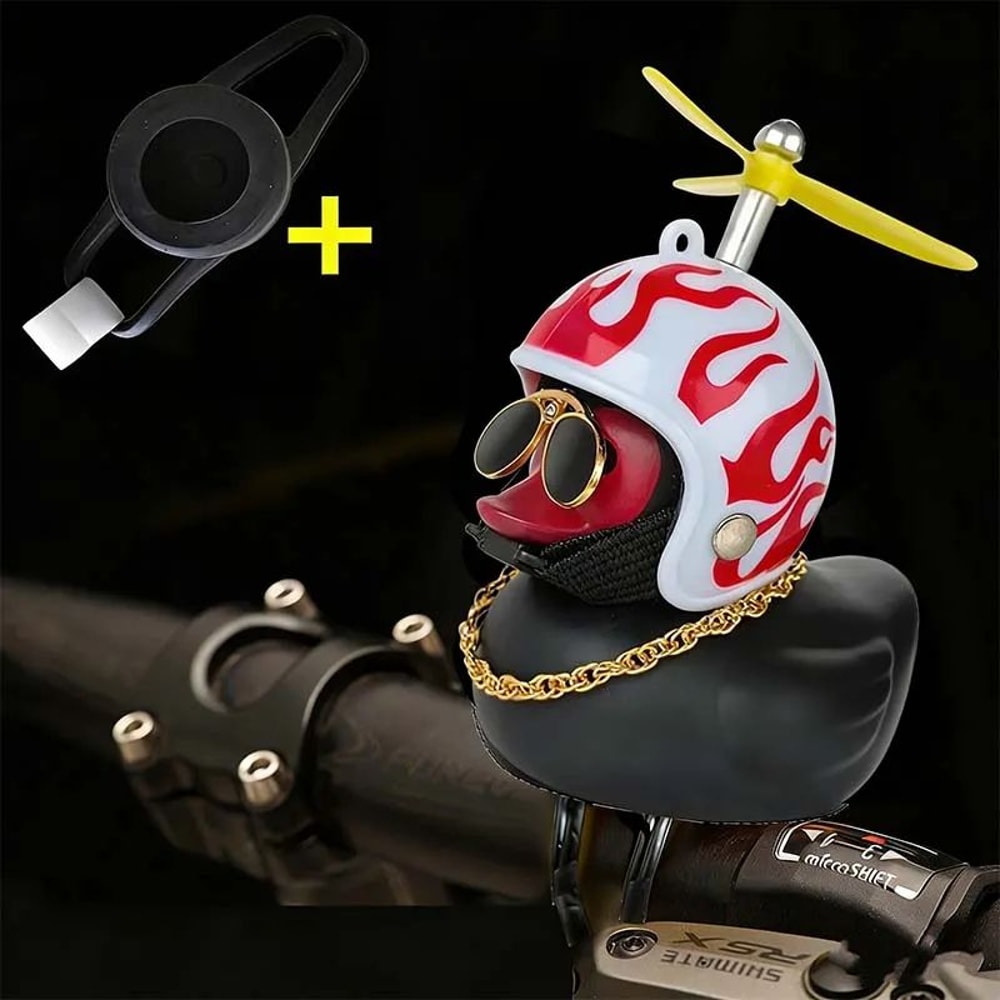 Squeaky Duck Bike Horn With Shark Helmet Propeller Cute Rubber Duck Bicycle Handlebar Decoration 16