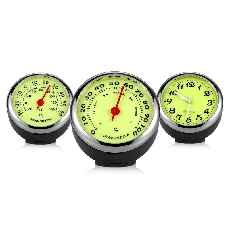 Luminous Car Dashboard Clock Thermometer Hygrometer Automotive Interior Decoration Accessory 3