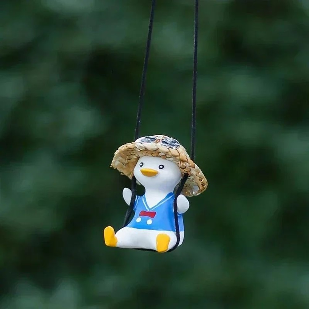 Cute Swing Duck Car Hanging Ornament Rearview Mirror Interior Decoration Accessory 2