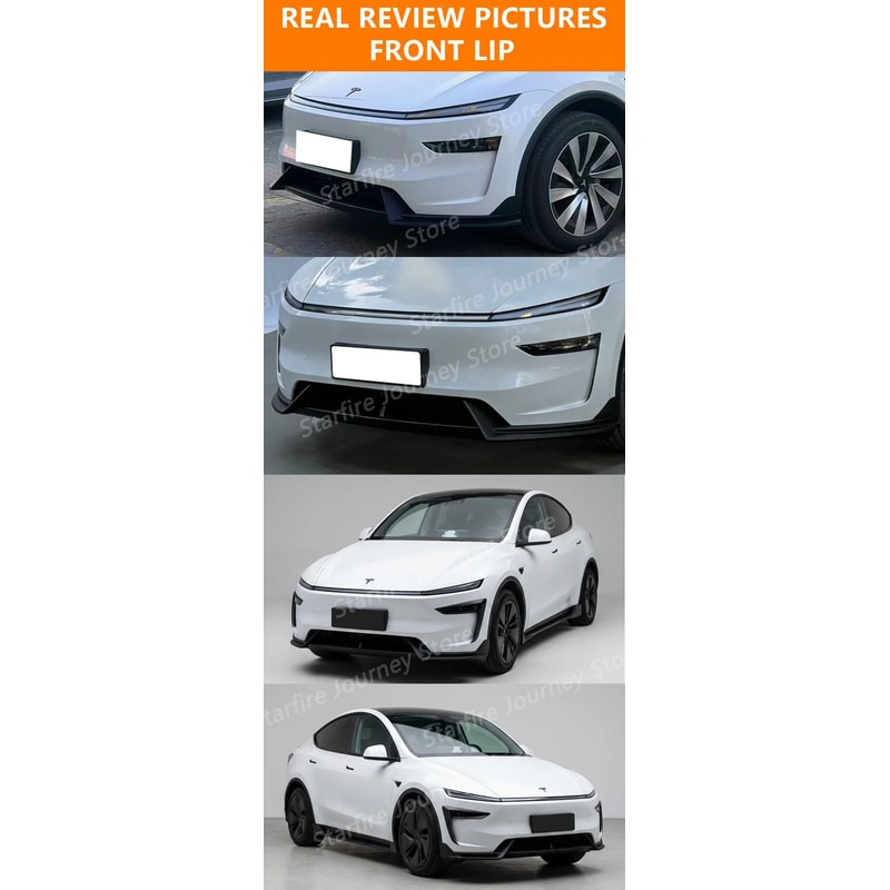Glossy Black Front Bumper Body Kit For Tesla Model Y Juniper 2025 Front Lip Wind Blade Trim Side 2