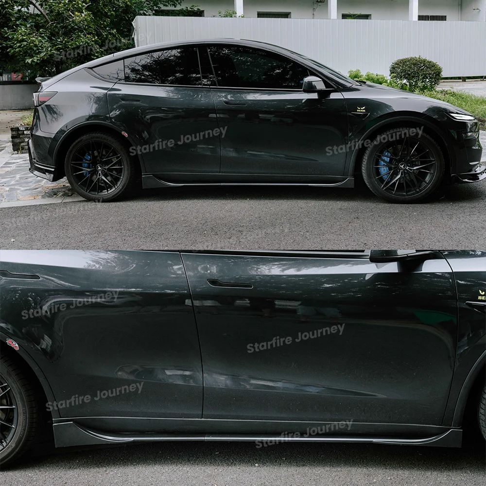 Glossy Black Front Bumper Body Kit For Tesla Model Y Juniper 2025 Front Lip Wind Blade Trim Side 3