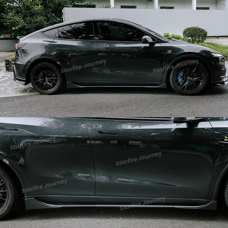 Glossy Black Front Bumper Body Kit For Tesla Model Y Juniper 2025 Front Lip Wind Blade Trim Side 3