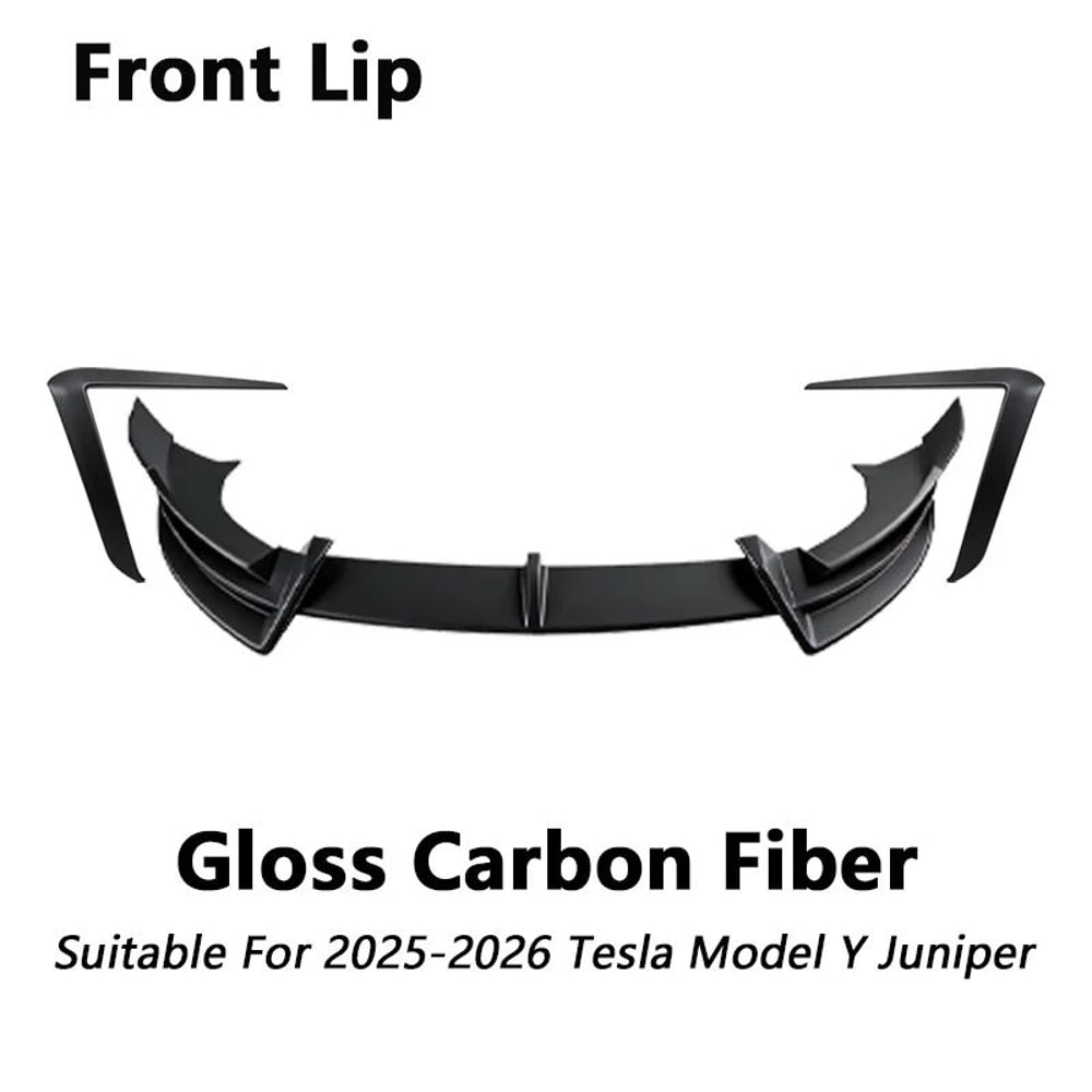 Glossy Black Front Bumper Body Kit For Tesla Model Y Juniper 2025 Front Lip Wind Blade Trim Side 9
