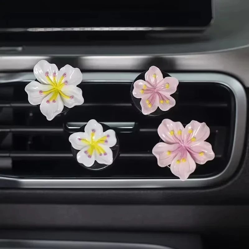 2pcs Flower Car Vent Perfume Clip Air Freshener Peach Blossom Aroma Diffuser Interior Decoration 1
