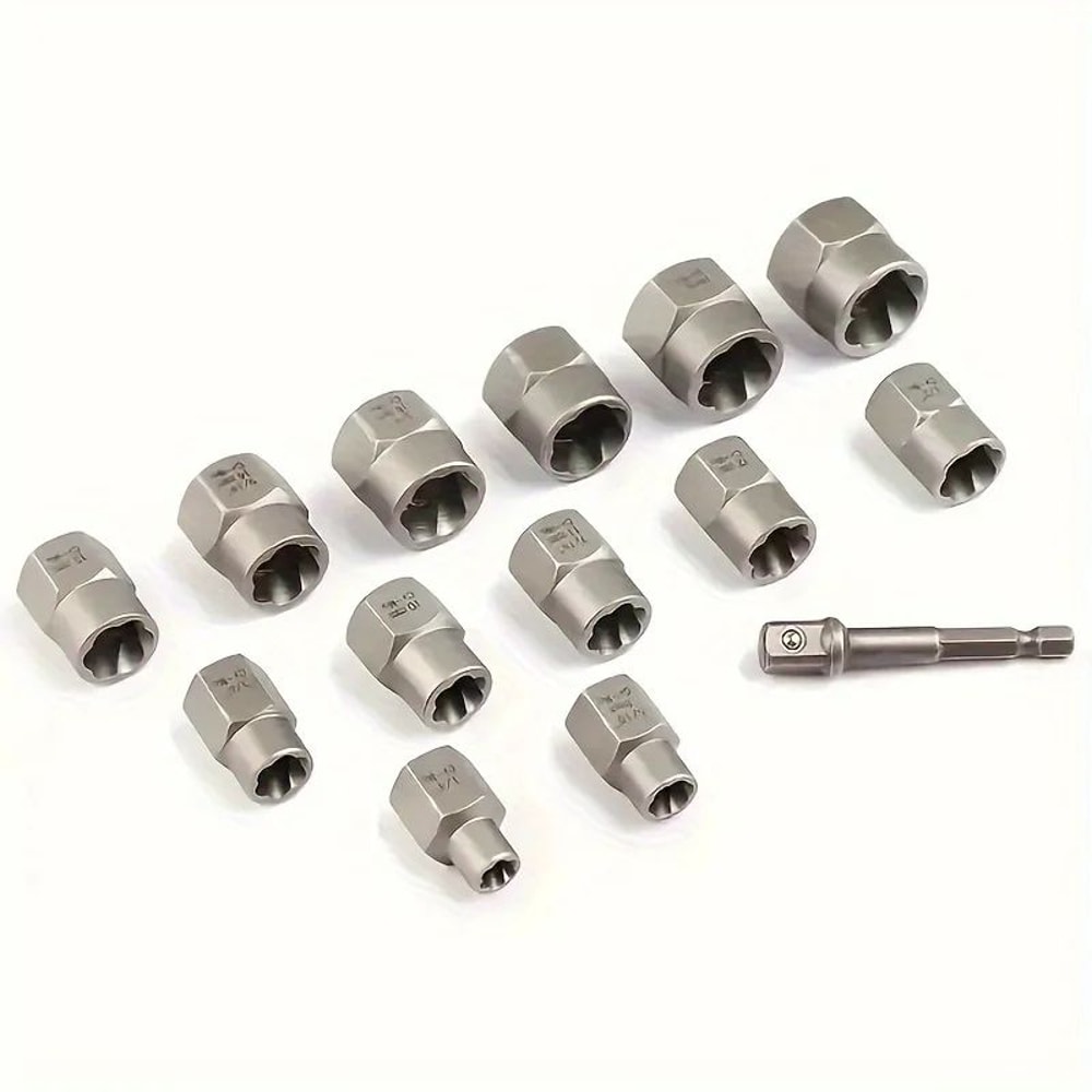 14Piece Bolt Nut Extractor Socket Set HeavyDuty CrMo Impact Remover Kit With Storage Case 3