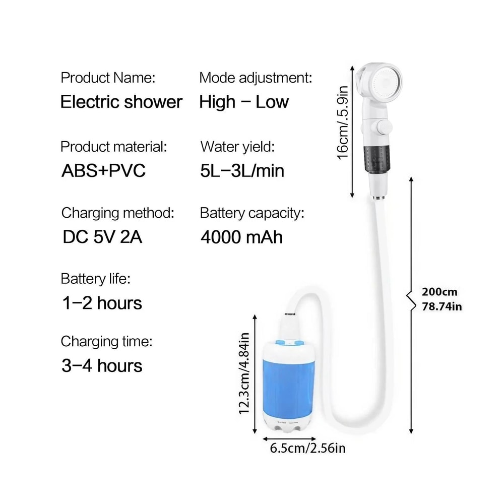 Portable Rechargeable Outdoor Shower Kit Handheld Camping Shower For Pets Car Washing Outdoor Adv 4
