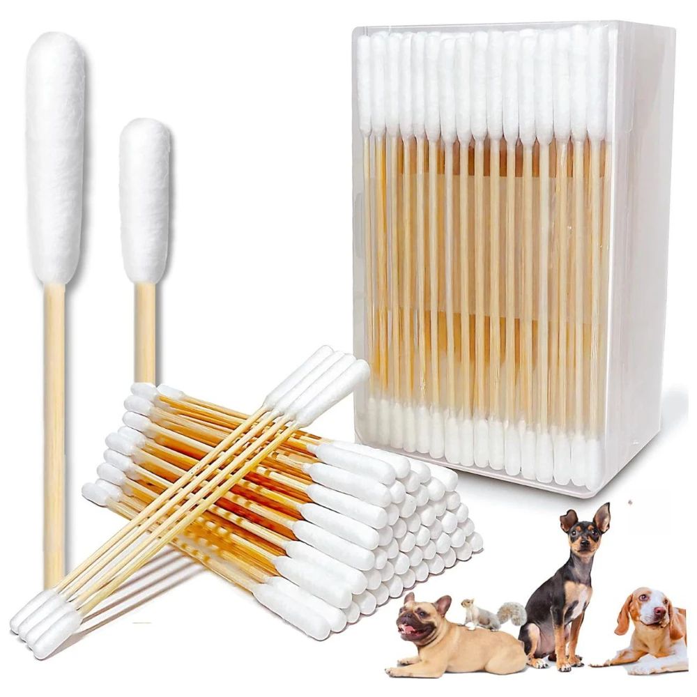 Pet Ear Cleaning Cotton Swabs DoubleSided Bamboo Dog Cat Ear Swabs For Safe Grooming 0