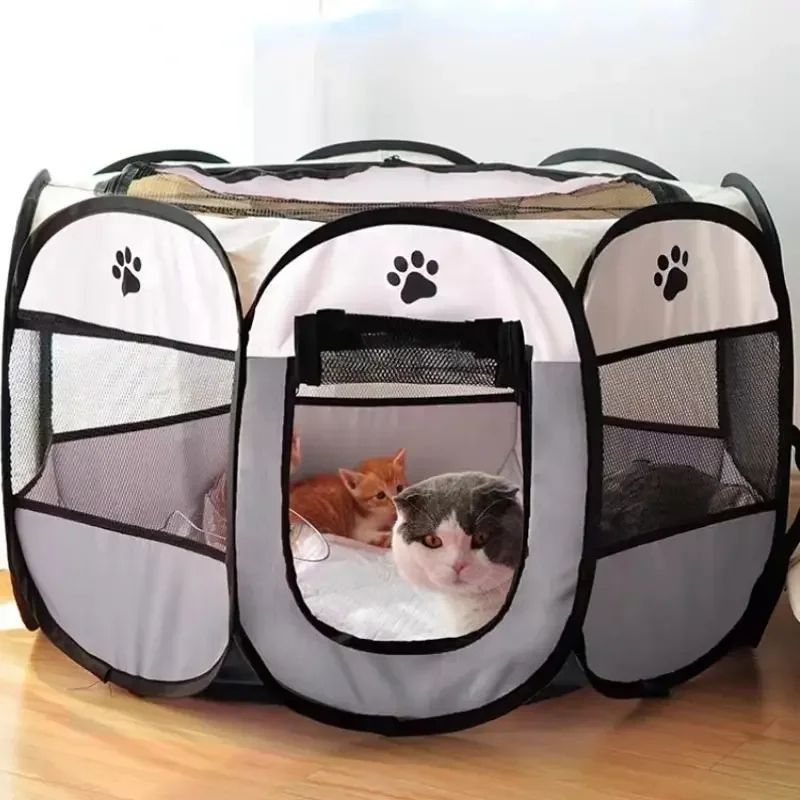 Portable Foldable Pet Playpen Tent Octagonal Dog Cat Exercise Fence With Mesh Enclosure 0