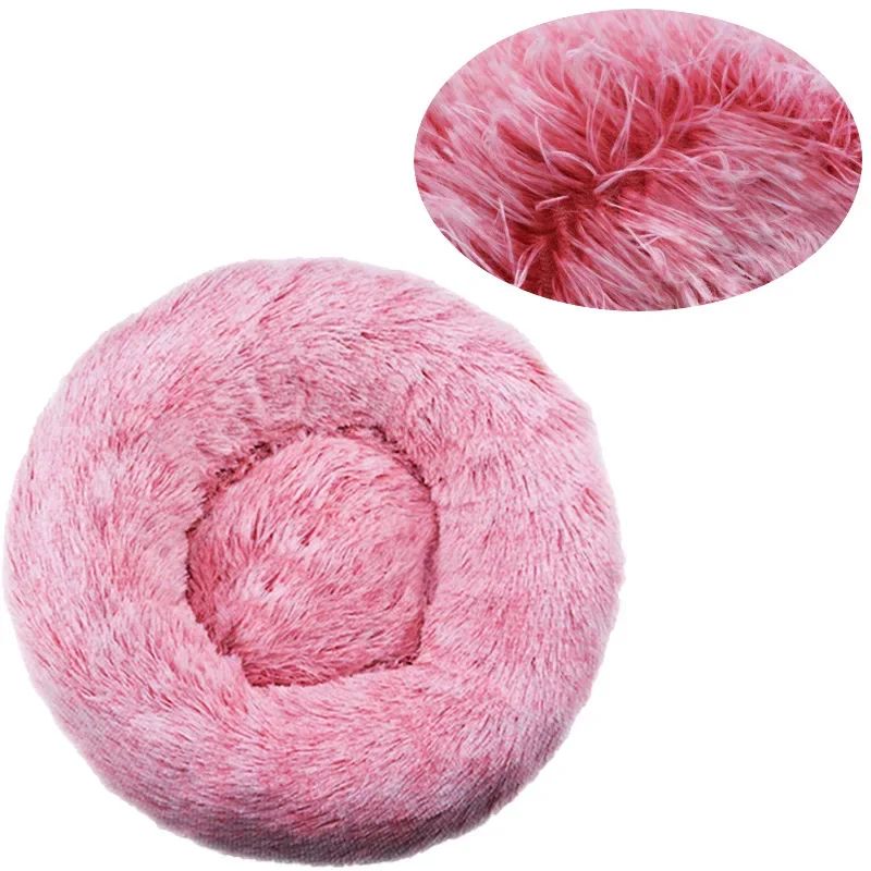 Round Plush Dog Bed Calming Pet Bed For Large Medium Small Dogs And Cats 14