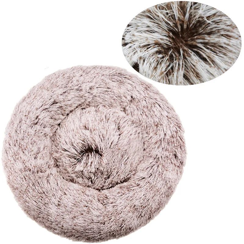 Round Plush Dog Bed Calming Pet Bed For Large Medium Small Dogs And Cats 19