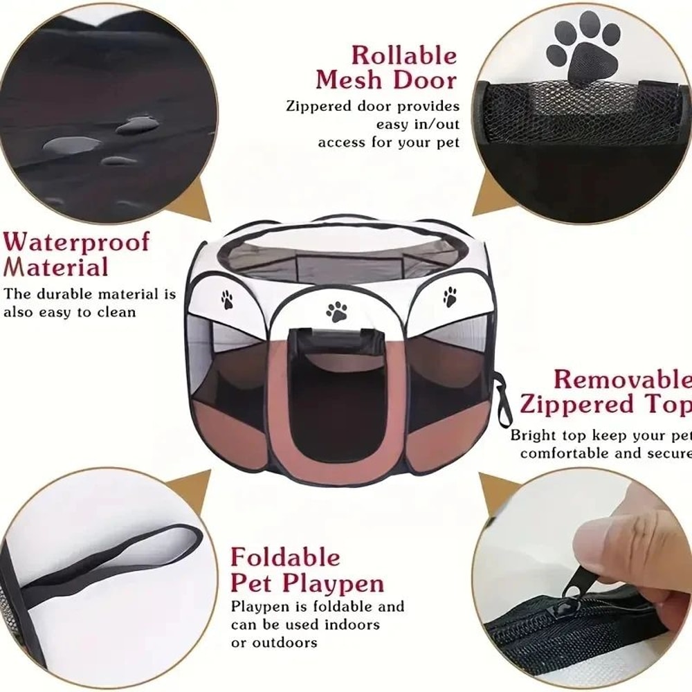Waterproof Foldable Cat Playpen Octagonal Pet Tent Maternity House For Cats Small Pets 2