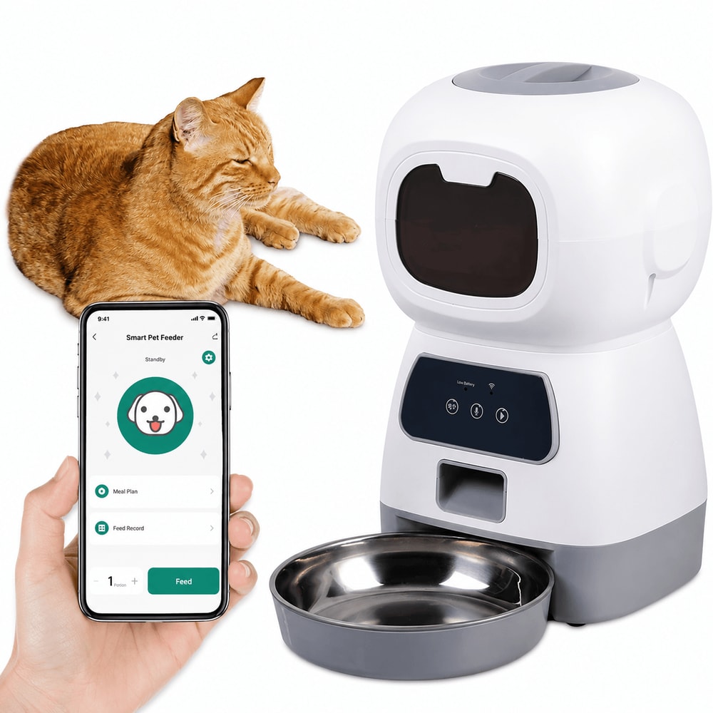 1183 Fl Oz WiFi Smart Automatic Pet Feeder Timed Cat Dog Food Dispenser With Voice Recorder And S 0