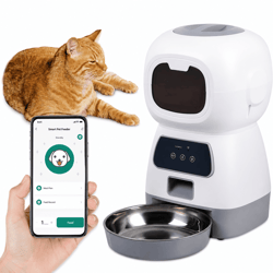 118.3 fl oz wifi smart automatic pet feeder – timed cat & dog food dispenser with voice recorder and slow feeding system