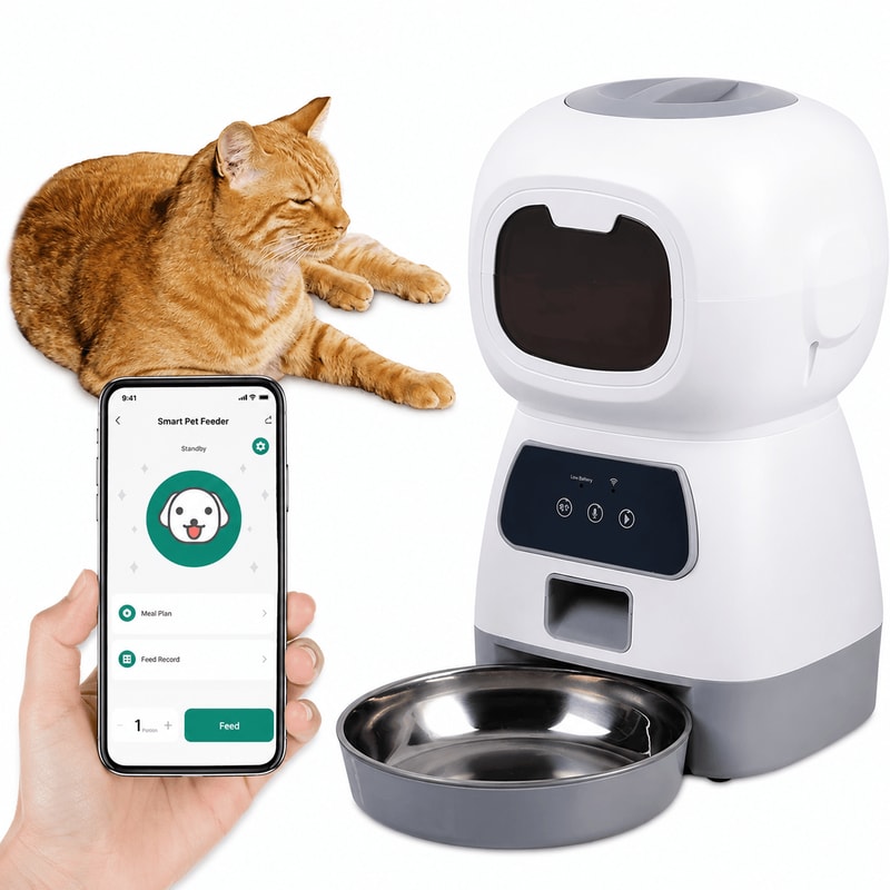 1183 Fl Oz WiFi Smart Automatic Pet Feeder Timed Cat Dog Food Dispenser With Voice Recorder And S 0