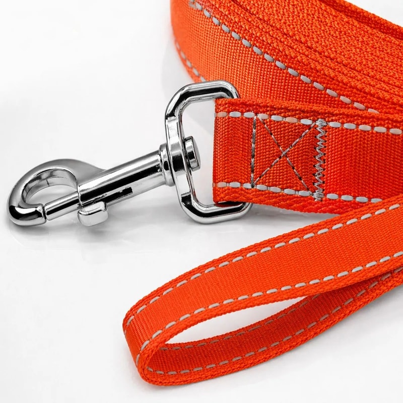Reflective Nylon Dog Leash 5ft Heavy Duty Walking Lead With 360 Swivel Clasp Comfort Handle Night 1