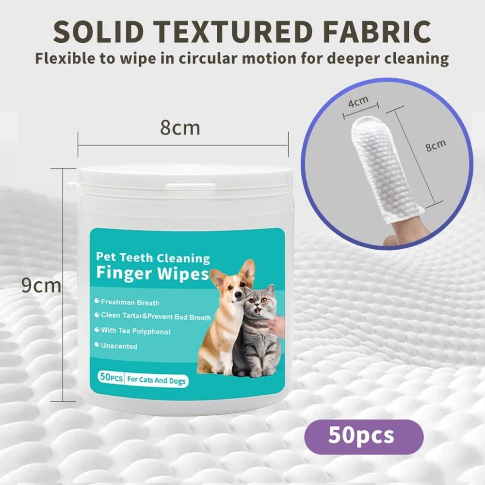 Pet Teeth Cleaning Wipes Gloves LickSafe Dental Finger Wipes For Dogs Cats Fresh Breath Oral Car 3