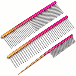 oitabi professional pet grooming comb – gradient stainless steel fluffing & styling comb for cats and dogs