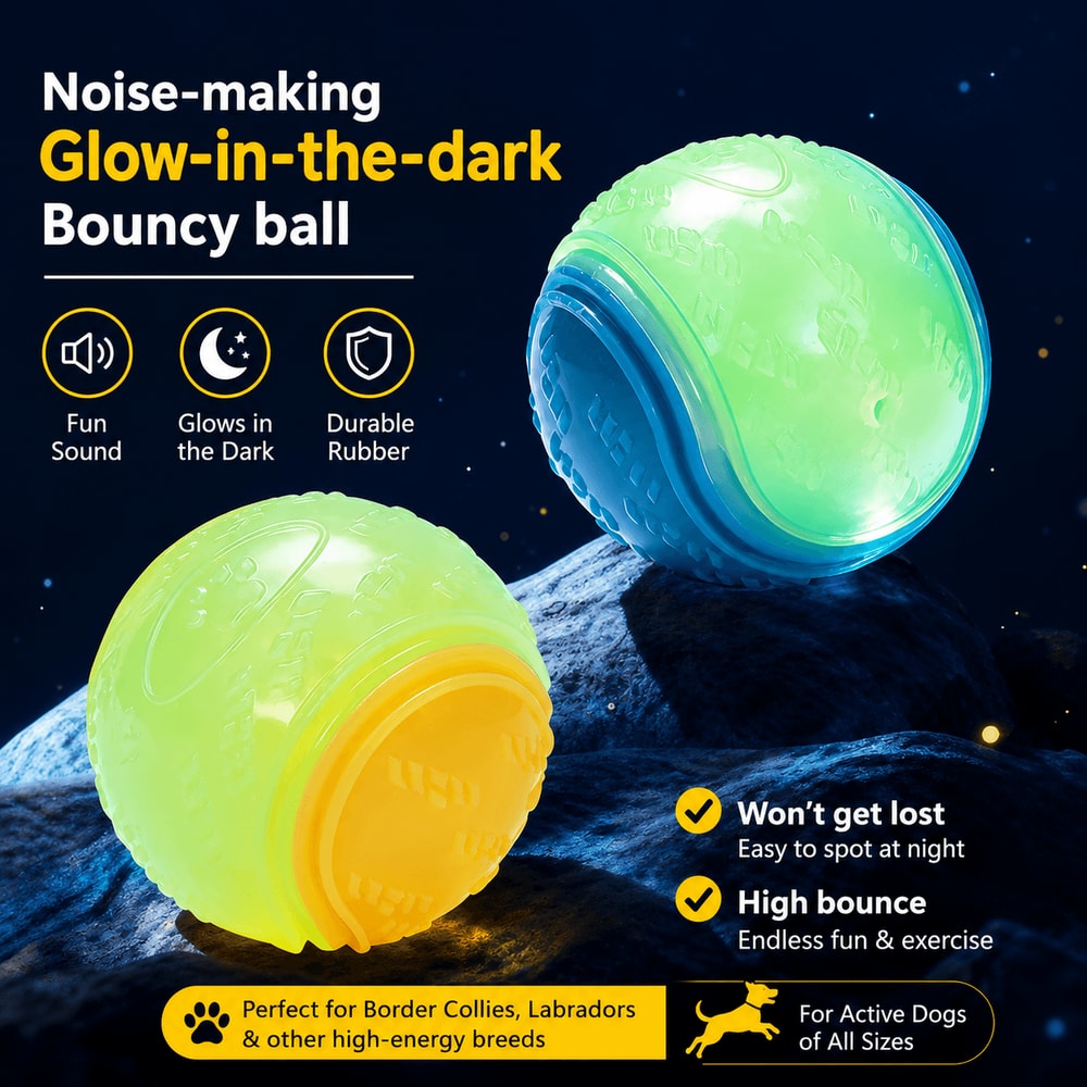HOOPET Glow Rubber Dog Fetch Ball Durable Interactive Chew Training Toy For Active Dogs 0