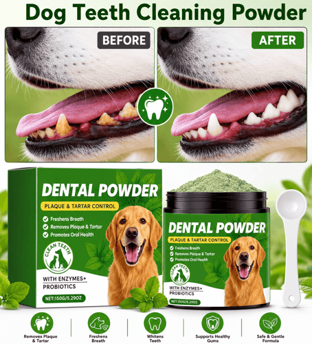 YEGBONG Pet Dental Care Powder – Tartar & Plaque Remover for Dogs & Cats Fresh Breath Teeth Whitening Oral Care
