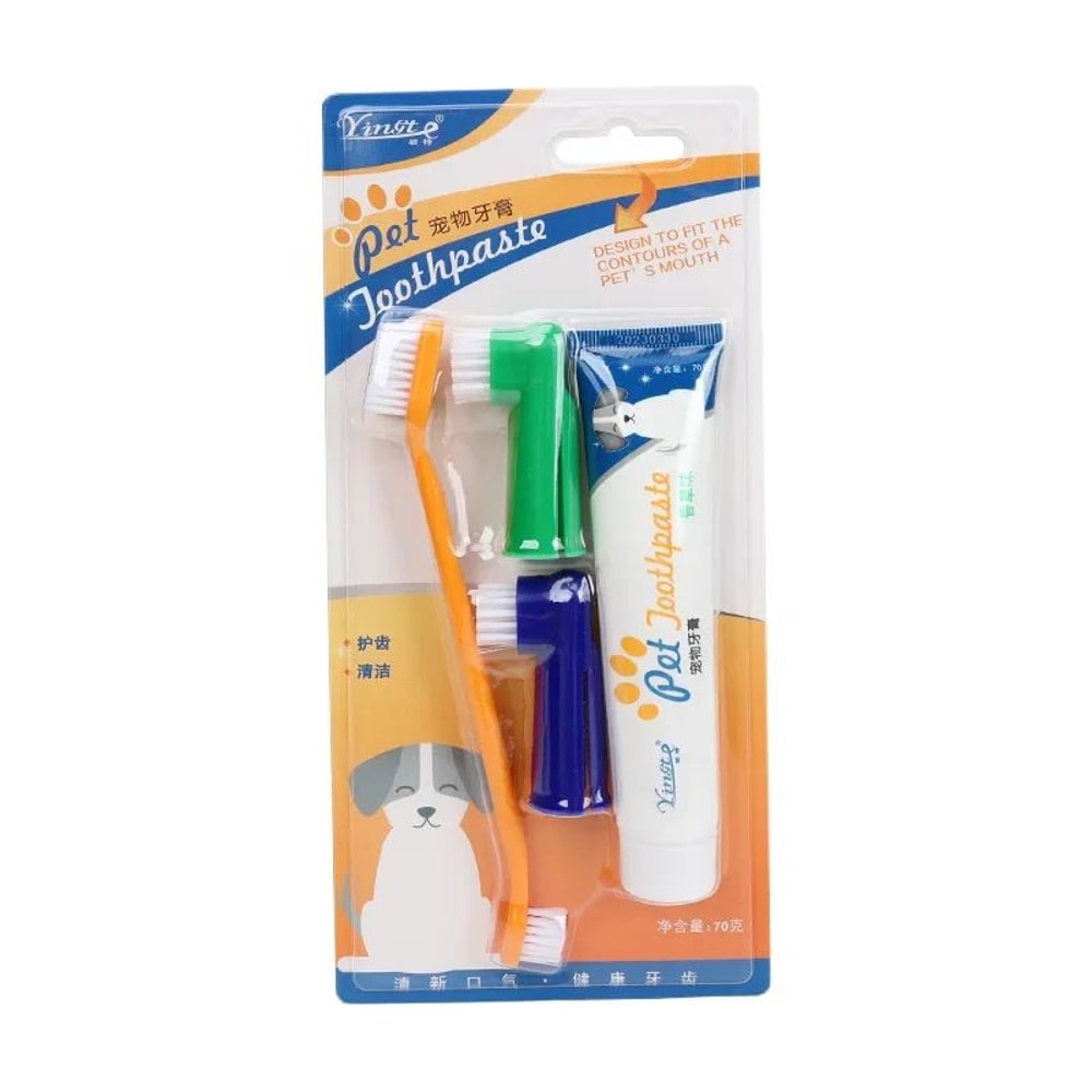 Pet Dental Care Kit Natural Banana Flavor Toothpaste Toothbrush Set For Plaque Tartar Fresh Brea 10