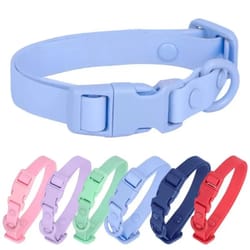 waterproof adjustable dog collar – elastic pvc pet collar with quick release safety buckle for outdoor use
