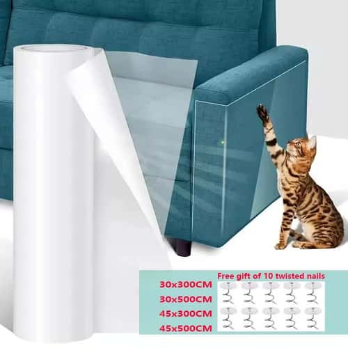 Cat Scratch Deterrent Tape Furniture Protector – Transparent Self-Adhesive Anti Scratch Training Tape for Sofa & Furnitu