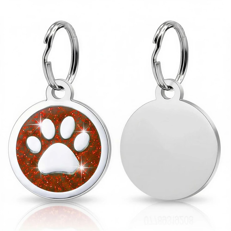 Personalized Engraved Pet ID Tag Glitter Paw Name Plate Collar Tag For Dogs And Cats 11