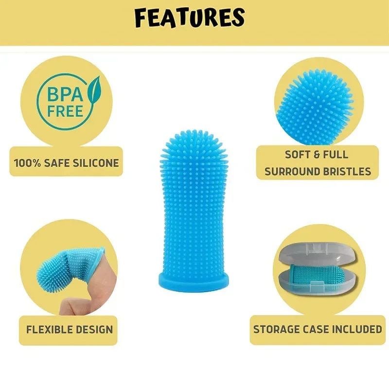 Silicone Pet Finger Toothbrush 360 Dog Cat Teeth Cleaning Brush With Storage Case 3