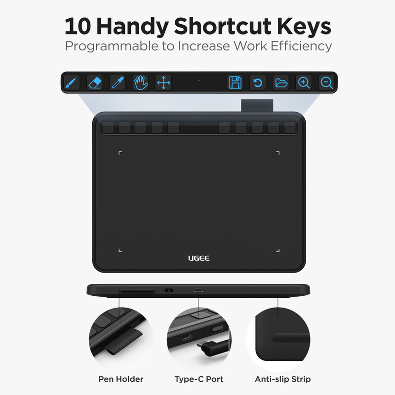 UGEE S640 Drawing Tablet 6 Inch Pen Pad With 8192 Pressure Stylus For Android Windows Mac 3