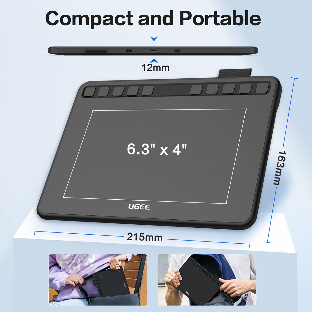 UGEE S640 Drawing Tablet 6 Inch Pen Pad With 8192 Pressure Stylus For Android Windows Mac 4