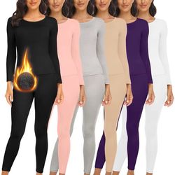 performance thermal base layer set – 2-pack fleece-lined long johns for women, ideal for hiking & skiing